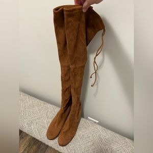 Stuart Weitzman Tieland Boot - CAPPUCCINO - Stretch Suede